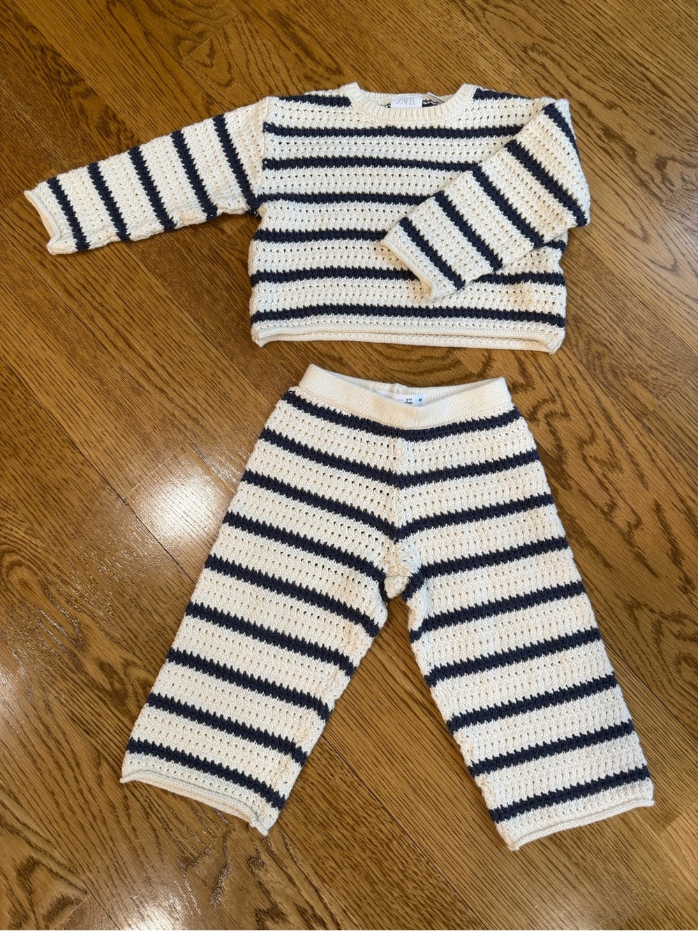 Zara Kids 100% Cotton Knit Sweater & Pants Set